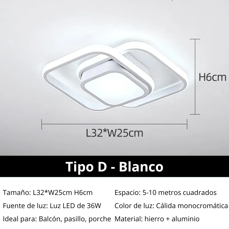 Luces LED modernas para techo, iluminación nórdica